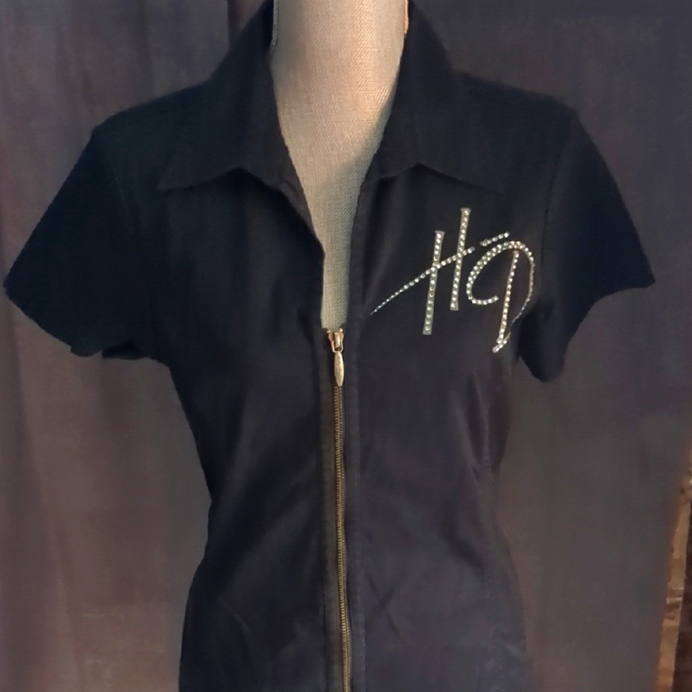 Sexy Zip Front Harley Davidson Top with a Little Bling ✨